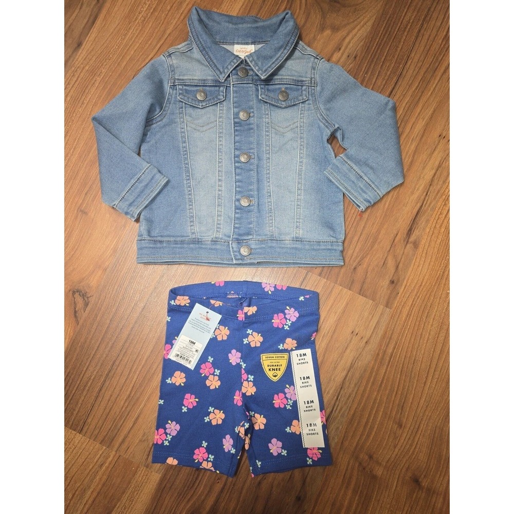 Cat & Jack Jeans Jacket Shorts Bundle Size 18 Months Biker Shorts